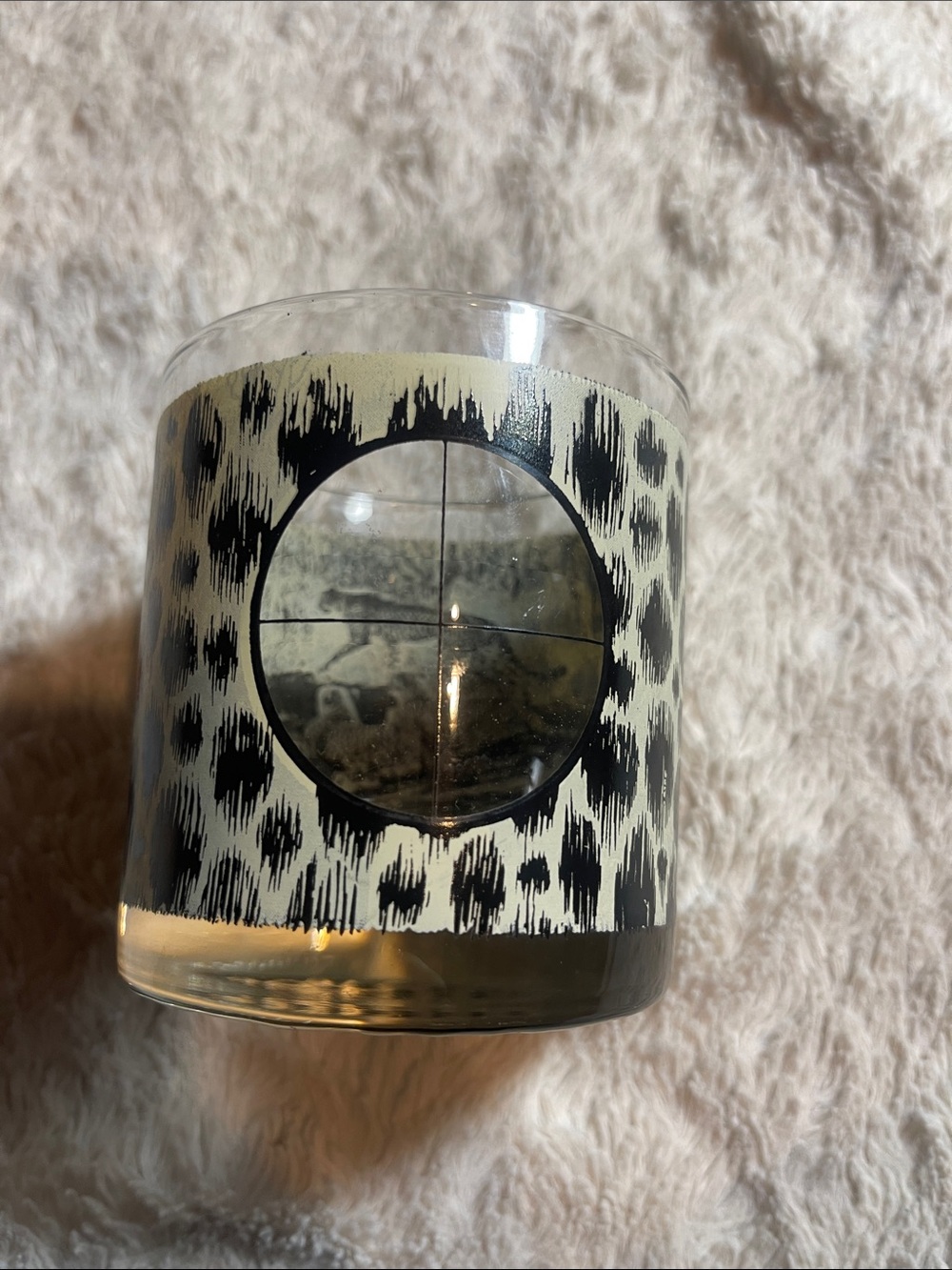 Leopard-Pattern Glass in Black and Cream